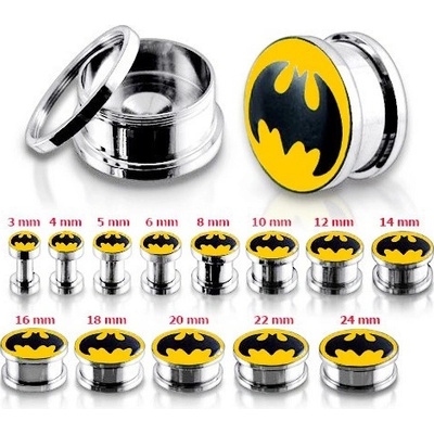Šperky eshop ocelový tunel plug do ucha batman V12.08