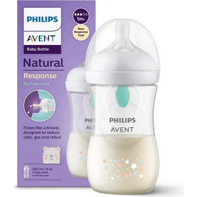 Avent Philips láhev Natural Response s ventilem AirFree medvěd 260 ml bílá – Zboží Dáma