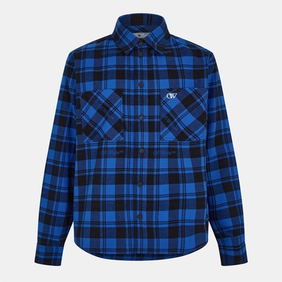 OFF WHITE Риза с дълъг ръкав OFF WHITE Men's Arrow Plaid Cotton Long Sleeve Embroidered Shirt - Blue/Black
