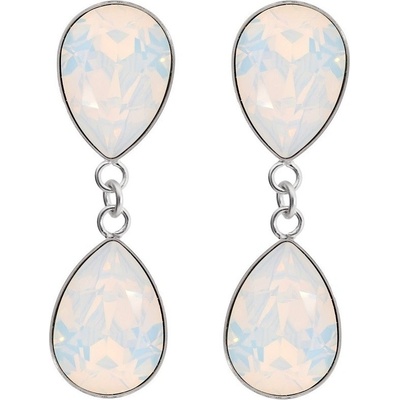 Swarovski Elements Pear stříbrné náušnice visací bimbací bílé dvojité slzičky kapky 54035.3 White Opal bílá mléčná vintage
