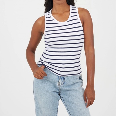 Brave Soul Women's Tank Vest - White/Navy