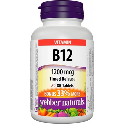 Webber Naturals Vitamín B12 1200 mcg 80 tabliet