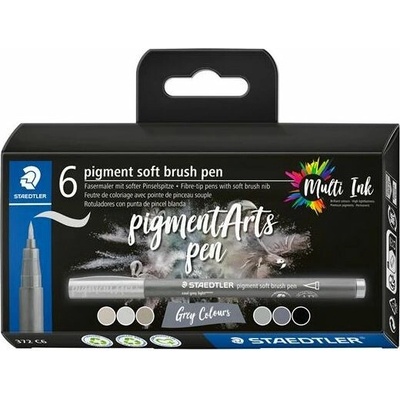 Staedtler Pigment 372 6 rôznych odtieňov čiernej a sivej 6 ks