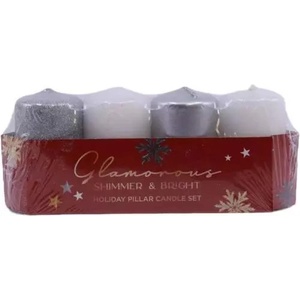 Bartek Candles Свещ Bartek бляскава - сребърна 4 бр. 40x70 мм 250 г