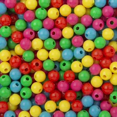 Manumi Plastové korálky mix barevných kuliček 8mm - 100 g