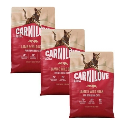CARNILOVE Active Cat Lamb and Wild Boar Sterilised 3 x 2 kg