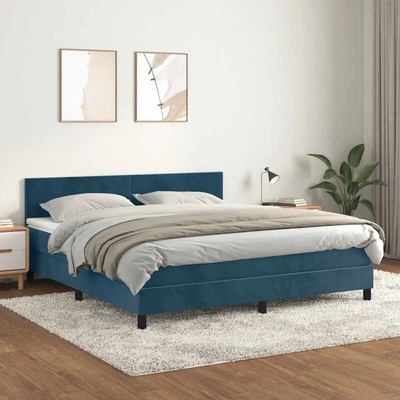 vidaXL 11461.3141195 Boxspring postel s matrací tmavě modrá samet