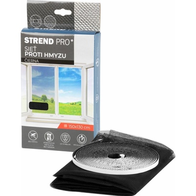 Strend Pro Sieťka na okná proti hmyzu 150x130 cm, čierna PE