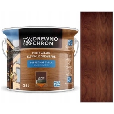 Drewnochron Impregnace na dřevo Extra s povrchovou úpravou 2,5l tmavý ořech