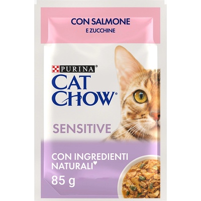 Cat Chow 2 x 26 kapsiček (52 x 85 g) Sensitive losos, cuketa