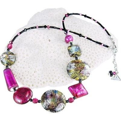 Lampglas Hravý náhrdelník Sweet Candy s 24 karátovým zlatom a rýdzim striebrom v perlách NRO8