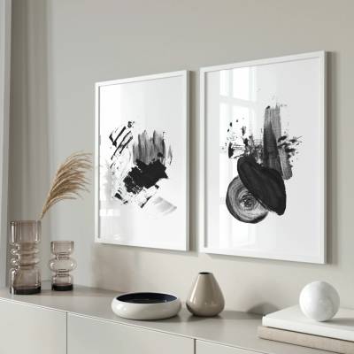 Set 2 obrazů - ABSTRACT BLACK Velikost: 21 x 30
