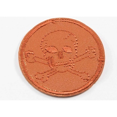 Nažehľovacia záplata - malá lebka - priemer 4,5 cm - škoricovává