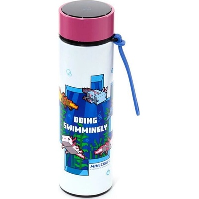 Minecraft Nerezová termoláhev s digitálním teploměrem 450 ml Axolotl