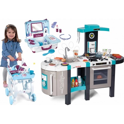 Smoby set kuchynka elektronická Tefal French Bubble a servírovací vozík s kozmetickou taštičkou 311206-17