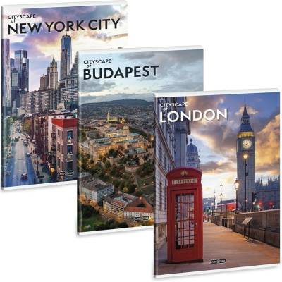 ARS UNA Zošit hladký A4 s extra sponami Cityscape