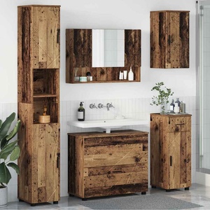 vidaXL Комплект мебели за баня 5 бр. Старо дърво 35 x 30 x 192 см (3393081)