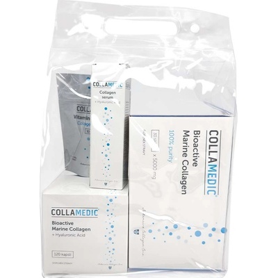 Collamedic sada 3v1 kolagen nápoj 5000 mg, 30 ks + kapsle s kyselinou hyaluronovou 120 ks + kolagenové sérum, 50 ml + ZDARMA vitamín C 30 ks