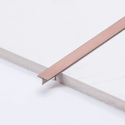 8К Огледална Т-Образна Декоративна Стоманена Лайстна | Цвят: Розово Злато | Размери: Т8мм, Т10мм, Т15мм, Т20мм, Т25мм х 2440мм