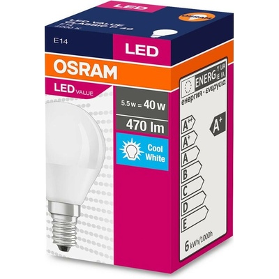 Osram Žiarovka LED FR 040 ean7911 non-dim, 4,9W/840 E14 4000K Value CLASSIC P