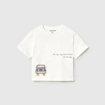 MAYORAL Тениска къс ръкав джоб в цвят сметана за бебе момче Mayoral