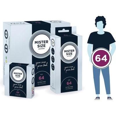 Кондоми с персонализиран размер, 3 броя - Mister Size 64mm (MISTER6403)