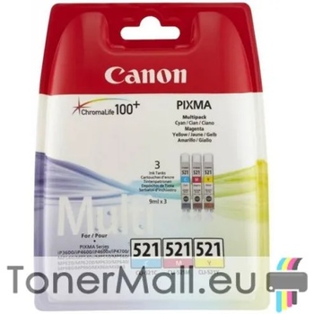 Canon Комплект 3 бр. цветни мастилени касети Canon CLI-521 C/M/Y Multi Pack 2934B015AA