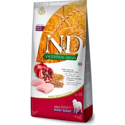 N&D Ancestral Grain Dog Adult Maxi Giant Chicken Spelt Oats & Pomegranate 12 kg
