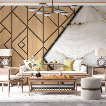 Image 1 of Art gift Фототапет - Дървен мрамор със златисти линии