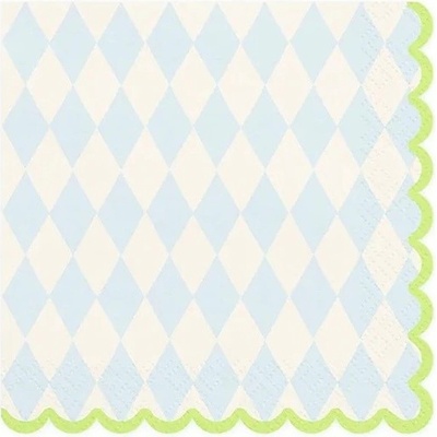 PartyDeco Ubrousky papírové s vroubkovaným okrajem zeleno-modré 33x33cm 20ks