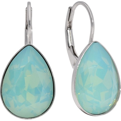 Swarovski Elements Pear stříbrné visací zelené slzičky kapky 51056.3 Pacific Opal zelená mléčná mořská mátová