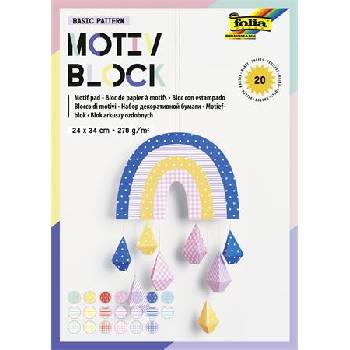 FOLIA Декоративен картон, 2-странен, 24x34 cm, 270 g, 20 листа, FOLIA "Basic Rainbow", 20 различни модела (48249)