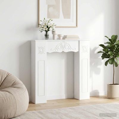 vidaXL Рамка за камина Бяло 102 x 20 x 102 см Инженерна дървесина (8006633)