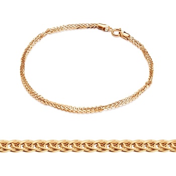 SAVICKI Гривна, верижка, лисича опашка, бяло и жълто злато 585, 0.7 мм, 19 см