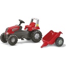 Rolly Toys Šliapací traktor Junior s vlečkou červený akčné