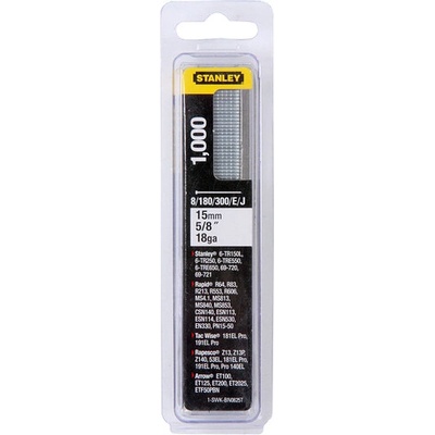 Stanley 15mm / 5/8" / 18 Kolářské hřebíky pro sponkovačky typ / 300 / E / J