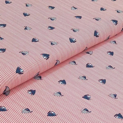 Bavlněné plátno, červeno-bílý pruh, plachetnice, š.140