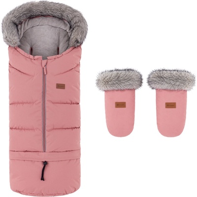 Petite&Mats zimný set Arctic 4v1 a rukavice na kočík Furry old rose