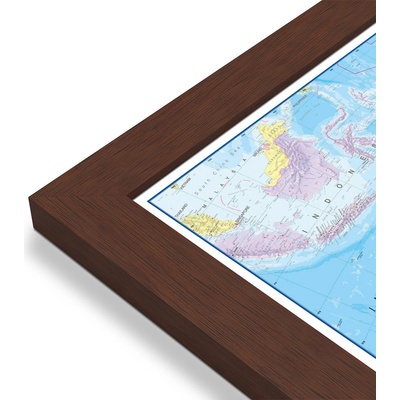 Maps International Austrálie a Oceánie - nástěnná politická mapa 120 x 100 cm Varianta: mapa v dřevěném rámu, Provedení: Pegi višeň