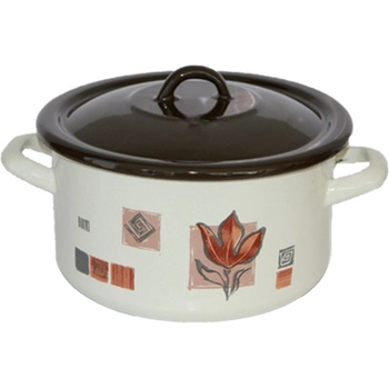 18 см (2.7 л. ) плитка емайлирана тенджера с метален капак разцветка Рустика (17+39p/18 (12-1722))