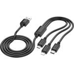 hoco. X74 кабел за зареждане 3в1 USB - Type-C/мълния/microUSB, 100 см, ЧЕРЕН X74_B (X74_B)