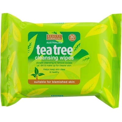 Beauty Formulas Tea tree čistiace obrúsky na tvár 30 ks
