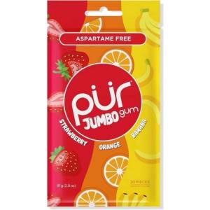 PÜR Дъвки PÜR Xylitol, ягода-портокал-банан, 20 бр