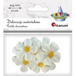 TITANUM Fabric decoration flowers 45mm white-yellow 10pcs