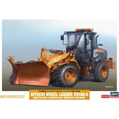 Hasegawa Hitachi ZW-100-6 traktor so snehovým pluhom 1:35