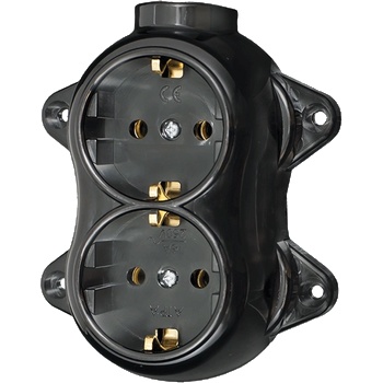 ELMARK Antique ДВОЕН КОНТАКТ ШУКО 16А 250v ЧЕРЕН (190203)