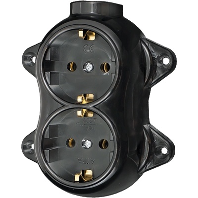 ELMARK Antique ДВОЕН КОНТАКТ ШУКО 16А 250v ЧЕРЕН (190203)