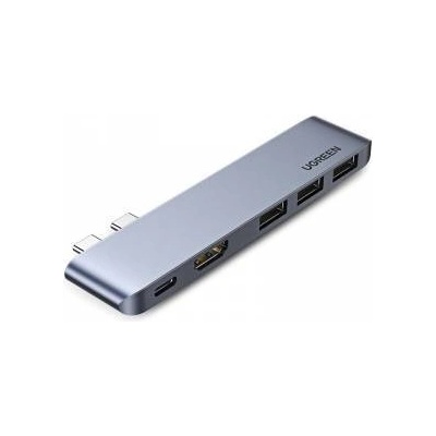 UGREEN HUB 2x USB Type C to USB-C PD (Thunderbolt 3, 100W, 4K @ 60 Hz, 10 Gbps) / HDMI 4K @ 30 Hz / 3x USB 3.0 for MacBook gray