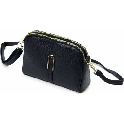 Luka dámska kožená crossbody kabelka čierna na rameno 24-066