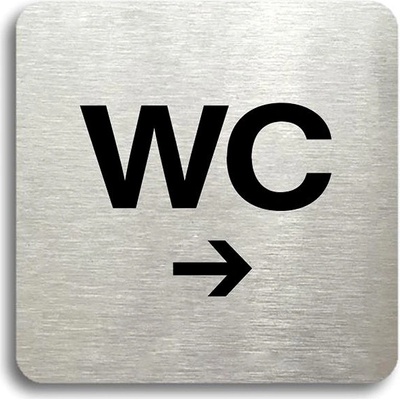 Accept Piktogram „WC vpravo" (80 × 80 mm) (strieborná tabuľka – čierna tlač bez rámčeka)